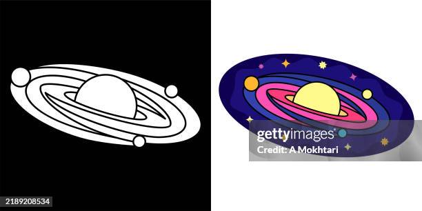 illustrations, cliparts, dessins animés et icônes de solar system icon. - en orbite autour