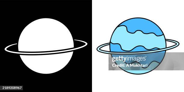 uranus planet icon. - pluto orbit stock illustrations
