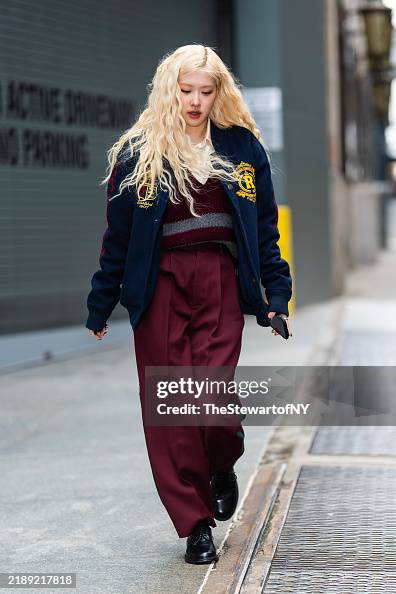 Rose Mbe Rosé aka Roseanne Park MBE is seen in Midtown on December 11, 2024 in ...