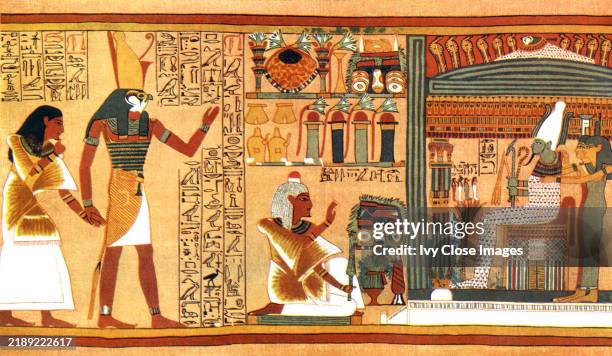 This scene is from a scroll found in the tomb of an ancient Egyptian named Ani , an official at court during the 19th Dynasty - New Kingdom). The...