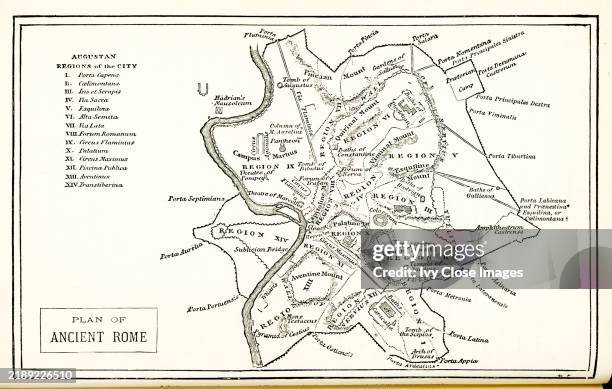 Acient Rome Layout Map with Plan of Ancient Rome. This plan from 1876 shows: Augustan ...