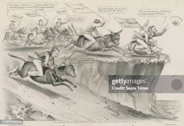 The 'secession movement', The movement of several Southern states toward secession in early 1861 is portrayed as a doomed enterprise. The artist...