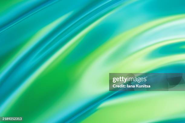 abstract wavy smooth bright blue, turquoise and green, yellow gradient texture background. beauty 3d colorful pattern. design element. holographic liquid banner. - iridescent stock pictures, royalty-free photos & images