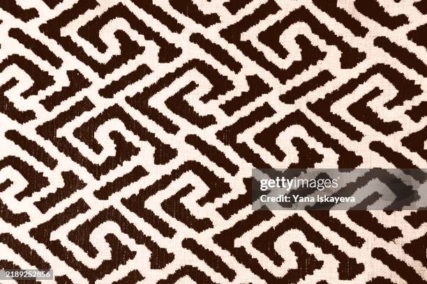 abstract geometric pattern in sepia tones - simple maze stock pictures, royalty-free photos & images