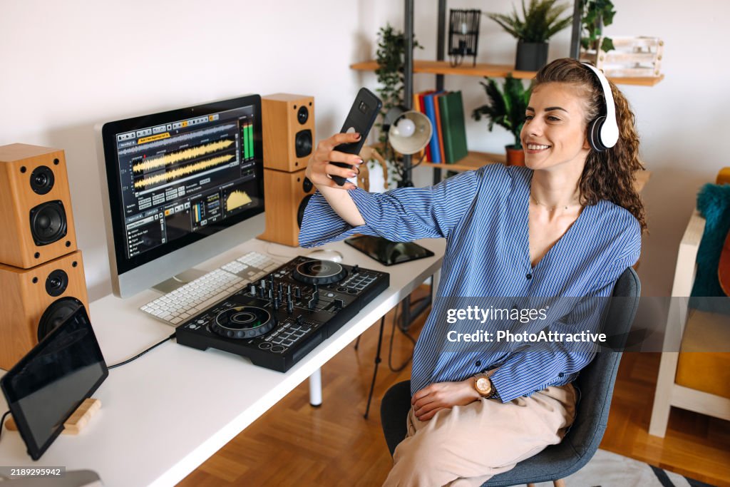 Woman takes a selfie