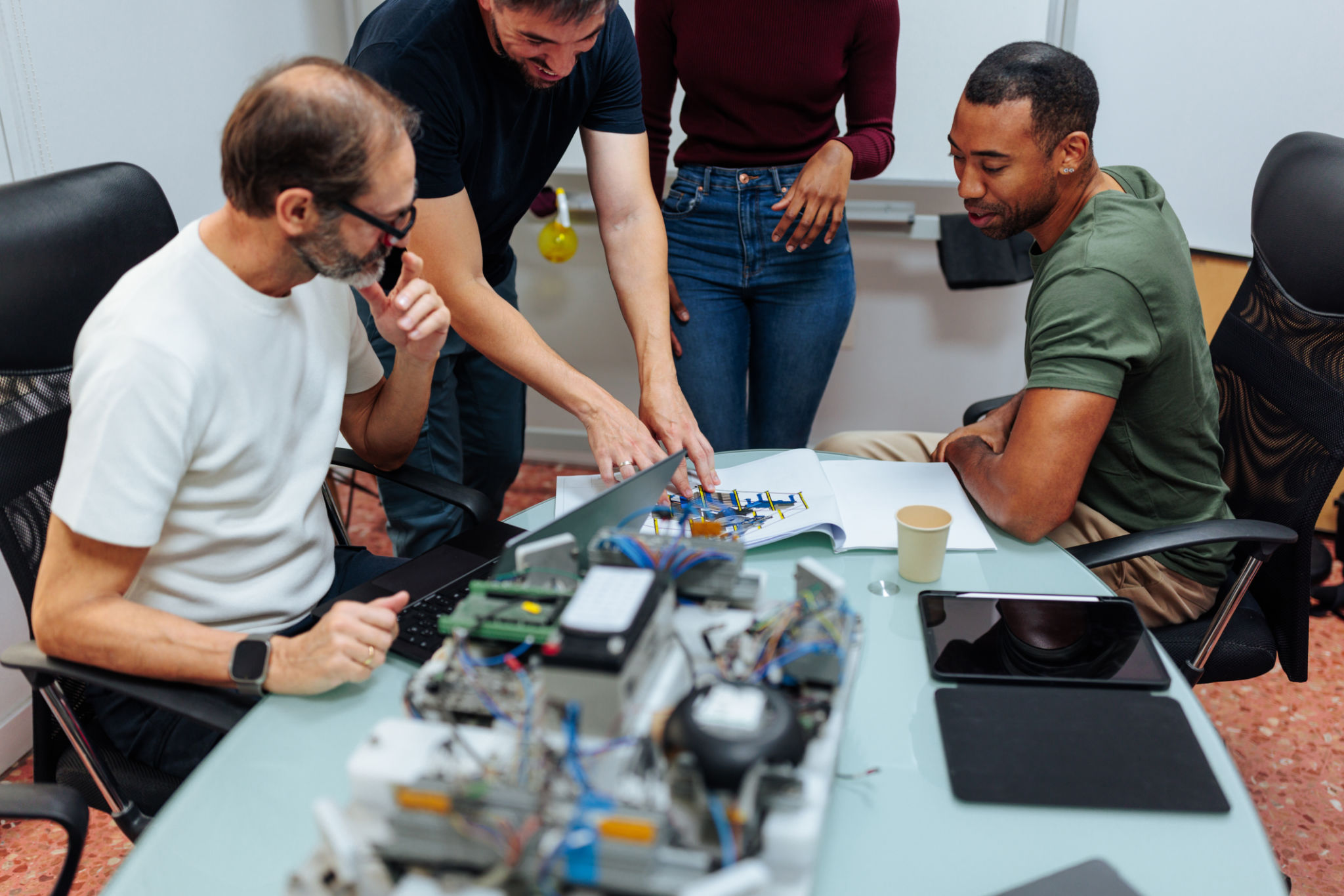 team preparing tools