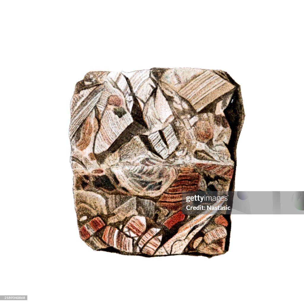 Minerals and Rocks ,Breccia, debris agate, semi-polished