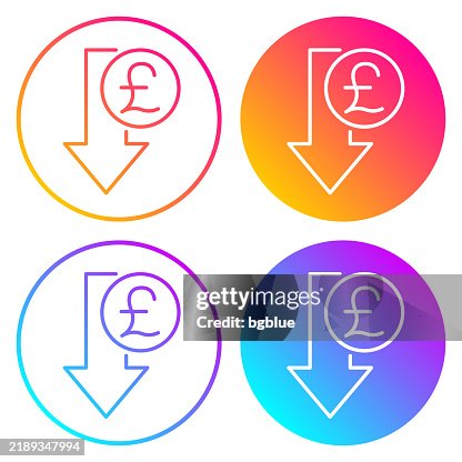Pound decrease. Round icons with color gradients Pound decrease. Round icons with color gradients