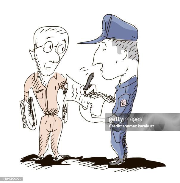 stockillustraties, clipart, cartoons en iconen met police taking statement - politieverklaring