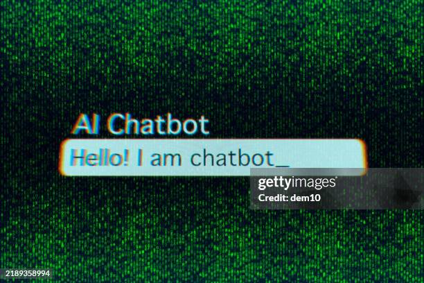 ai chatbot text on matrix code backgrounds - data analyst stock illustrations