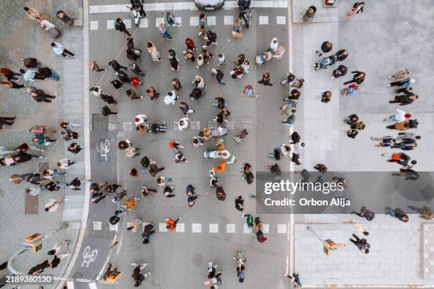 cruce peatonal de cruce peatonal, vista superior - paso peatonal raya indicadora fotografías e imágenes de stock