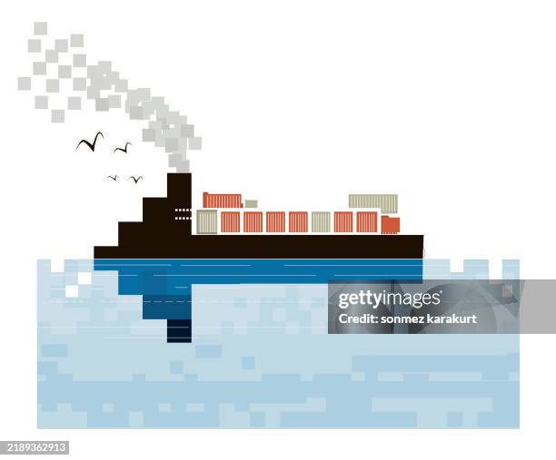 virtual trade import export - container ship stock illustrations