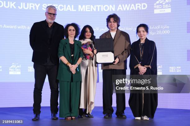 Georges Schoucair, Louise Bellicaud, Elisa Fernanda Pirir, Red Sea Souk Jury Special Mention Award winner for "Tahmina", Aboozar Amini and guest seen...