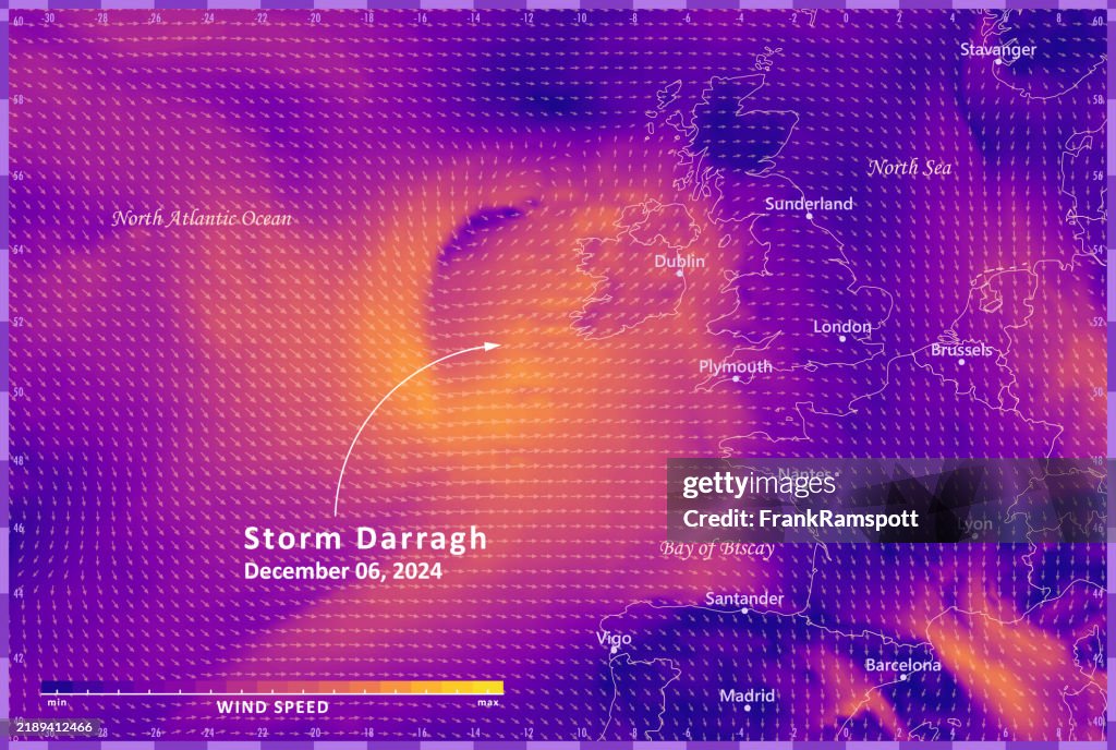 Storm Darragh 20241206 Wind Weather Map United Kingdom Infographic