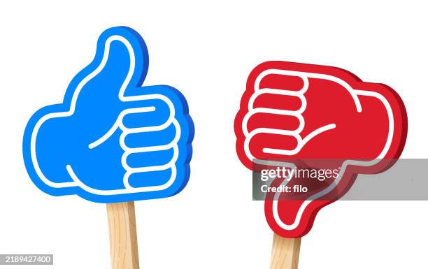 thumbs up thumbs down hand signs - thumbs down stock illustrations