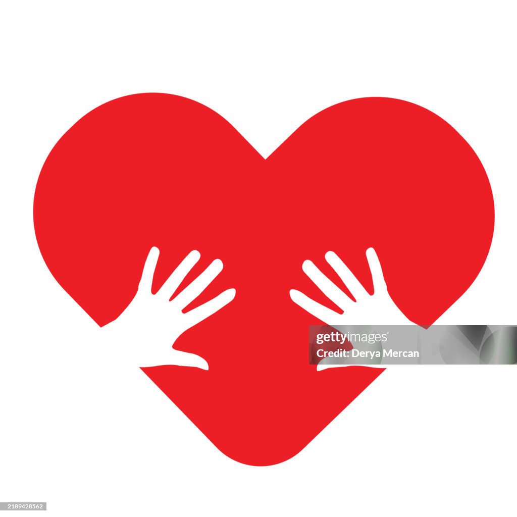 Hug Heart Shape Hug Heart Hands Embracing Heart Flat Style Stock Illustration High-Res ...