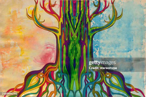 ancient tree - rainforest canopy stock illustrations