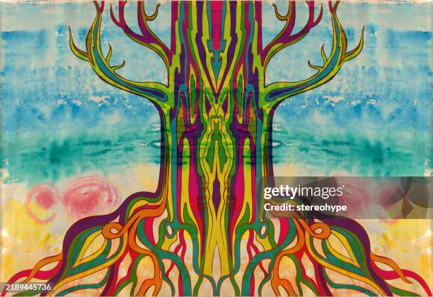 tree emergence - strong tree roots stock illustrations