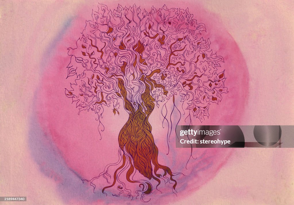 Lady Figure Tree Magenta Tree Lady High-Res Vector Graphic - Getty Images