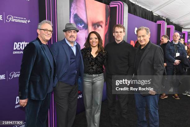 Michael Lehmann, David Zayas, Luna Lauren Vélez, Michael C. Hall and James Remar attend Dexter: Original Sin Premiere at SVA on December 11, 2024 in...