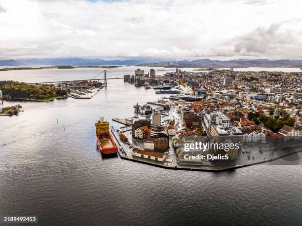aerial view of stavanger sentrum - stavanger stock pictures, royalty-free photos & images