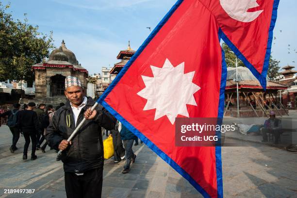 Nepal, Kathmandu, nepali flag.