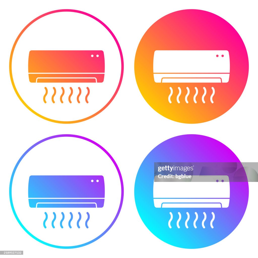 Air conditioner. Round icons with color gradients