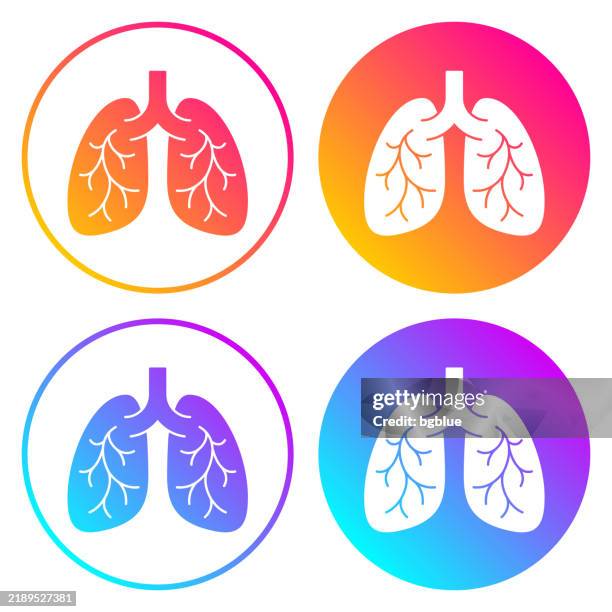 stockillustraties, clipart, cartoons en iconen met lungs. round icons with color gradients - long