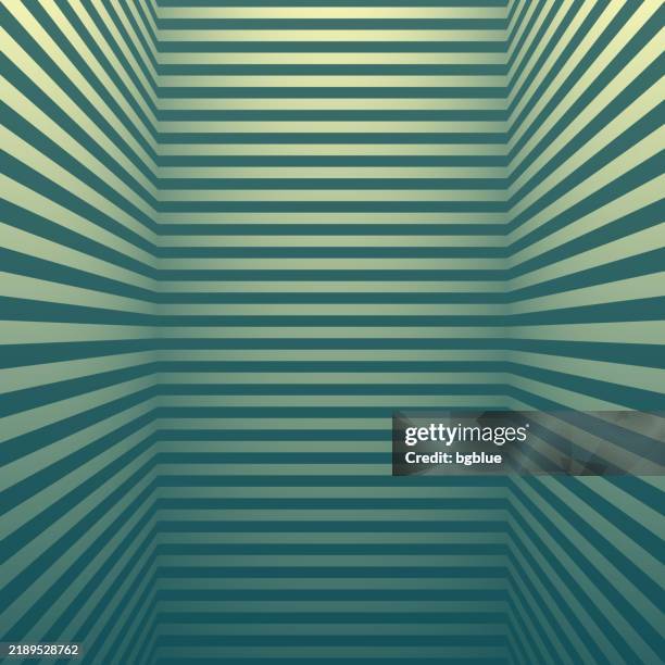 abstract striped background and green gradient - trendy 3d background - futuristic empty room stock illustrations