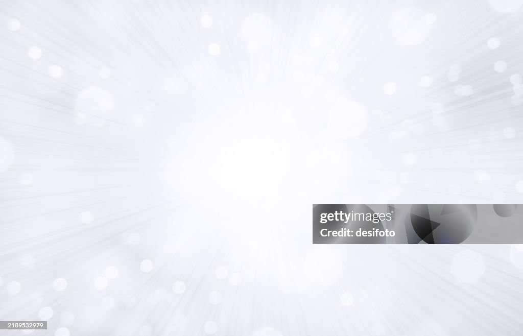 A creative glittery grey white colored festive Christmas New Year, Diwali blank vector backgrounds with a bright silver sunburst pattern and shining sun beam in the centre and circular disc or ring shape bright light with rays