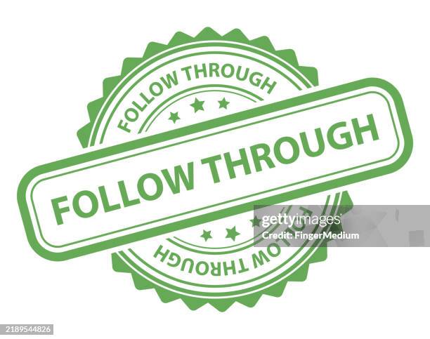 follow through rubber seal stamp - follow through stock illustrations
