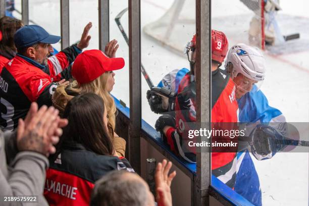 board battle at ice hockey match - sports event stock pictures, royalty-free photos & images