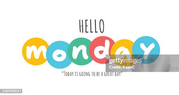 illustrazioni stock, clip art, cartoni animati e icone di tendenza di ciao lunedì lettering illustrazione stock - lunedì