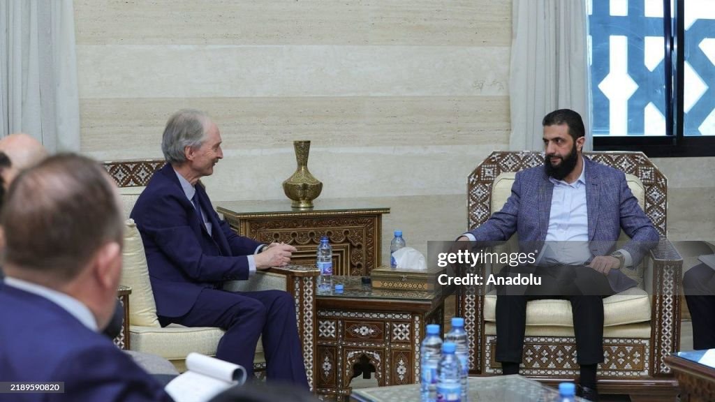 UN envoy to Syria Geir O. Pedersen meets HTS leader Abu Mohammad al-Jolani in Damascus