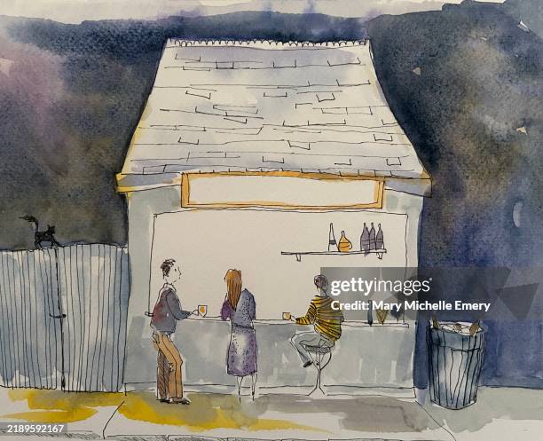 conversation in a bar - leaving work stock illustrations