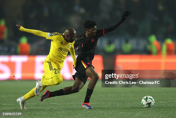 Sam Rak Sakyi Samuel Rak-Sakyi of Chelsea is challenged by Ousmane Camara of Astana ...