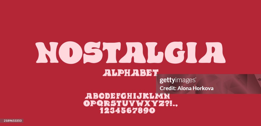 Nostalgic Lettering Nostalgic Retro Font Rounded Letters And Numbers Bold Serif Alphabet ...