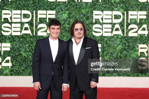 Riccardo Scamarcio and Johnny Depp attend the "Modì, Three Days on the Wing of Madness" Screening at the Red Sea International Film Festival 2024 on...