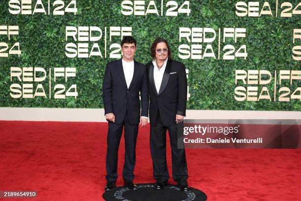 Riccardo Scamarcio and Johnny Depp attend the "Modì, Three Days on the Wing of Madness" Screening at the Red Sea International Film Festival 2024 on...