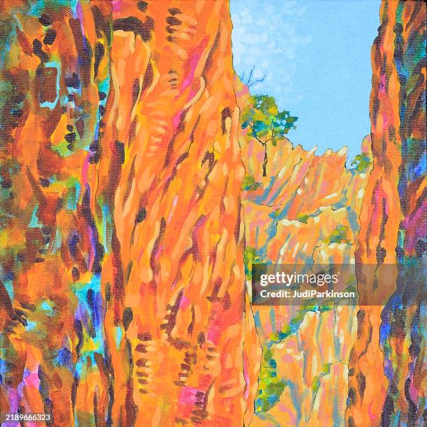 standley chasm angkerle atwatye zentralaustralien acrylgemälde - northern territory stock-grafiken, -clipart, -cartoons und -symbole