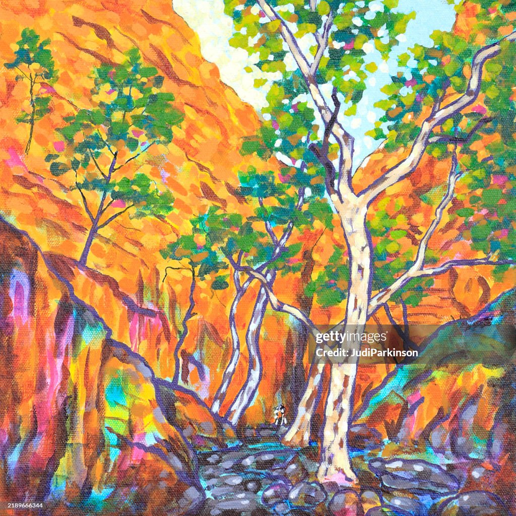 People Walking through Standley Chasm Angkerle Atwatye Central Australia Acrylic Painting