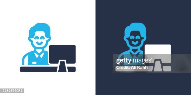 receptionist icon. solid icon vector illustration. for website design, logo, app, template, ui, etc. - welcome desk stock illustrations