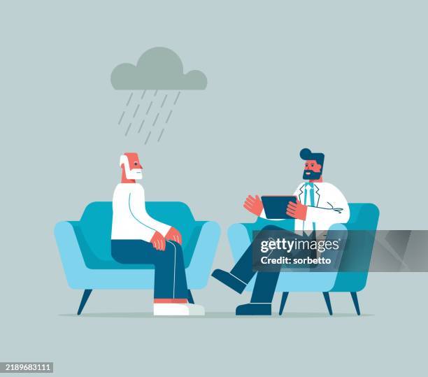 senior woman - psychotherapy - rescue stock illustrations