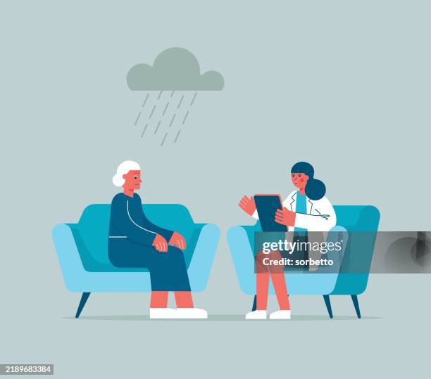 senior women - psychotherapy - frayed rope stock illustrations