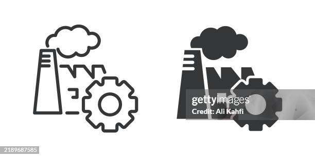 production thin line and glyph solid icon. editable stroke and perfect pixel isolated on transparent background - factory inspector stock illustrations