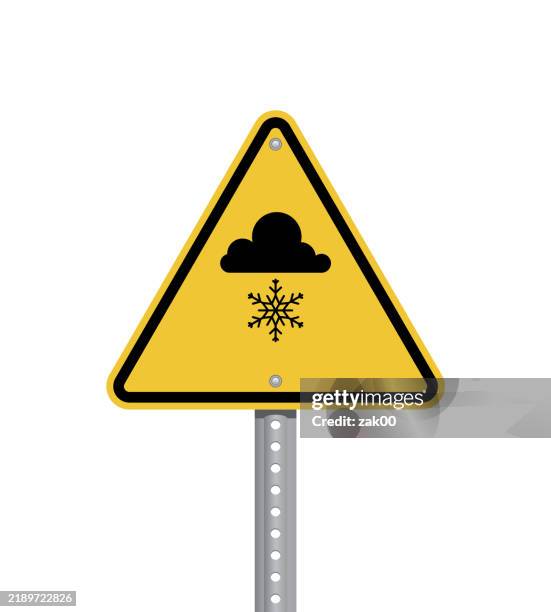 snow storm warning - snowfall traffic stock illustrations