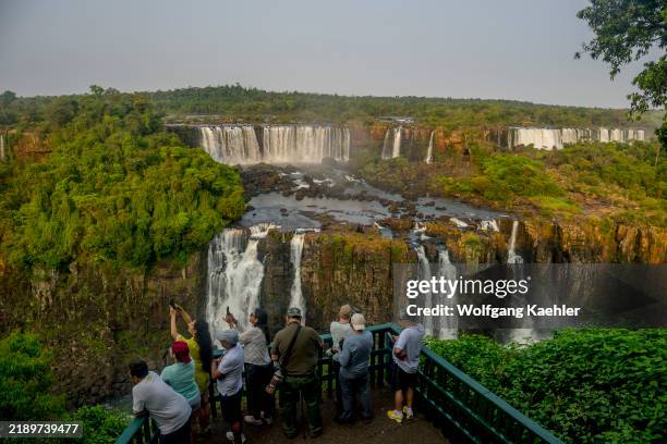 View from Brazilian side of the Iguassu Falls on the Argentinian side, Iguassu National Park, Iguassu, Brazil.