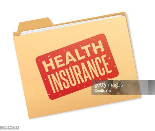 health insurance documents medical care records manilla documents file folder - health insurance portability and accountability act stock illustrations