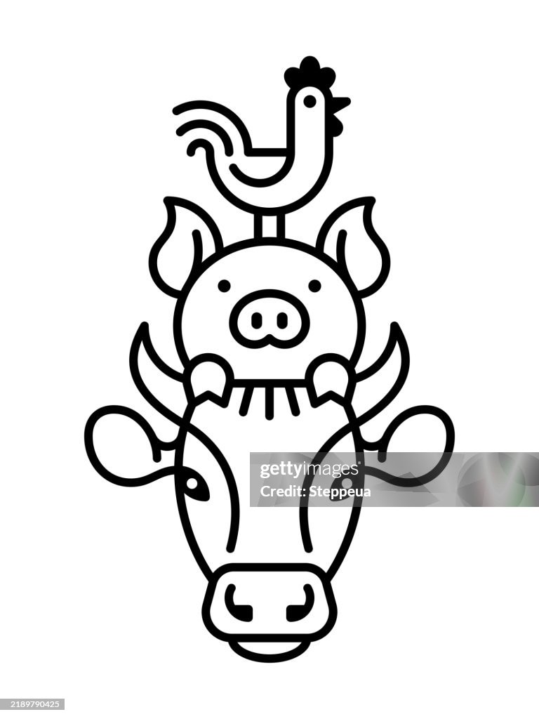 Farm animals line icon