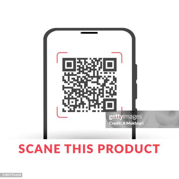 stockillustraties, clipart, cartoons en iconen met scan a qr code with a smartphone. - qr code